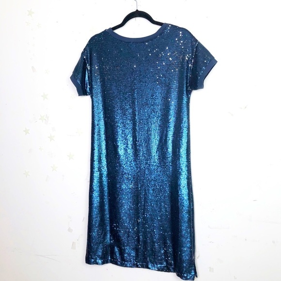 MOULINETTE Soeus Anthropologie Navy blue sequin dress - Picture 8 of 10